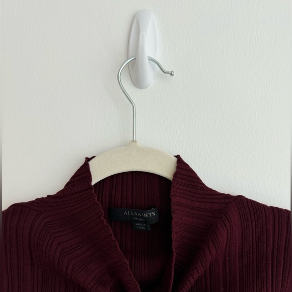 AllSaints burgundy cropped sweater - Picture 2 of 3
